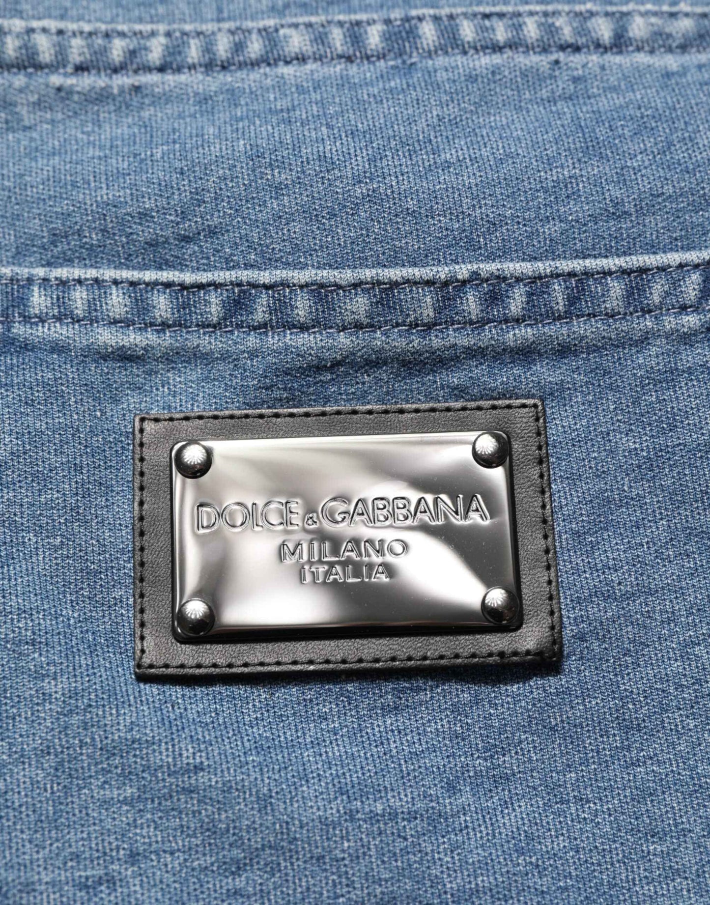 Dolce & Gabbana Blue Cotton Stretch Slim Fit Men Denim Jeans by Dolce & Gabbana