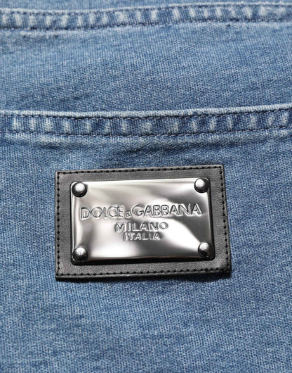 Dolce & Gabbana Blue Cotton Stretch Slim Fit Men Denim Jeans by Dolce & Gabbana