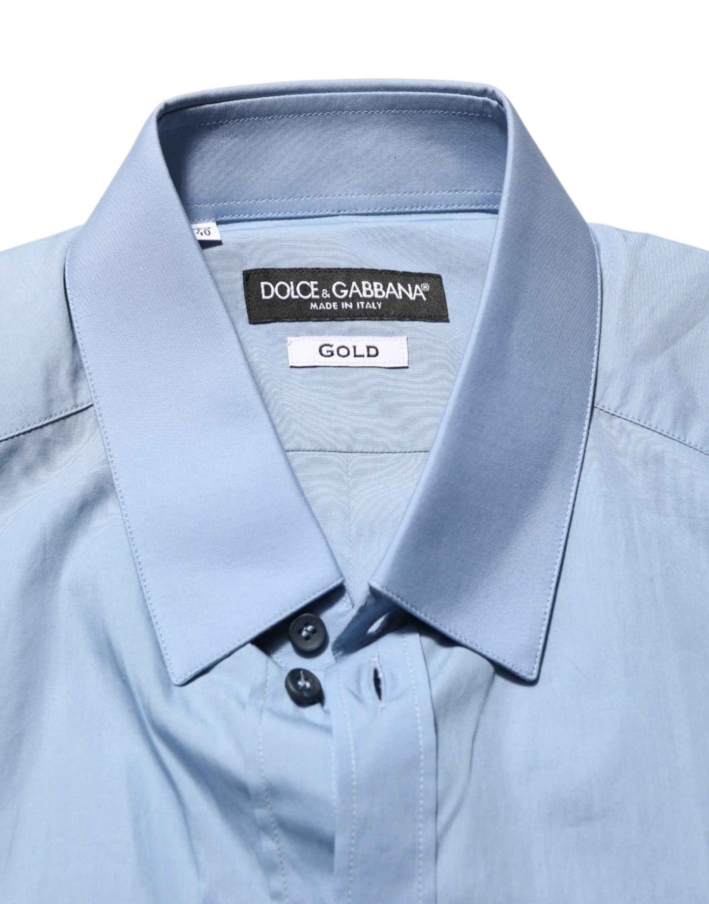Dolce & Gabbana Blue Cotton Collared GOLD Formal Dress Shirt by Dolce & Gabbana