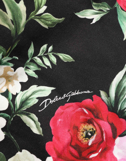 Dolce & Gabbana Black Floral Cotton Dress Formal Trouser Pants by Dolce & Gabbana