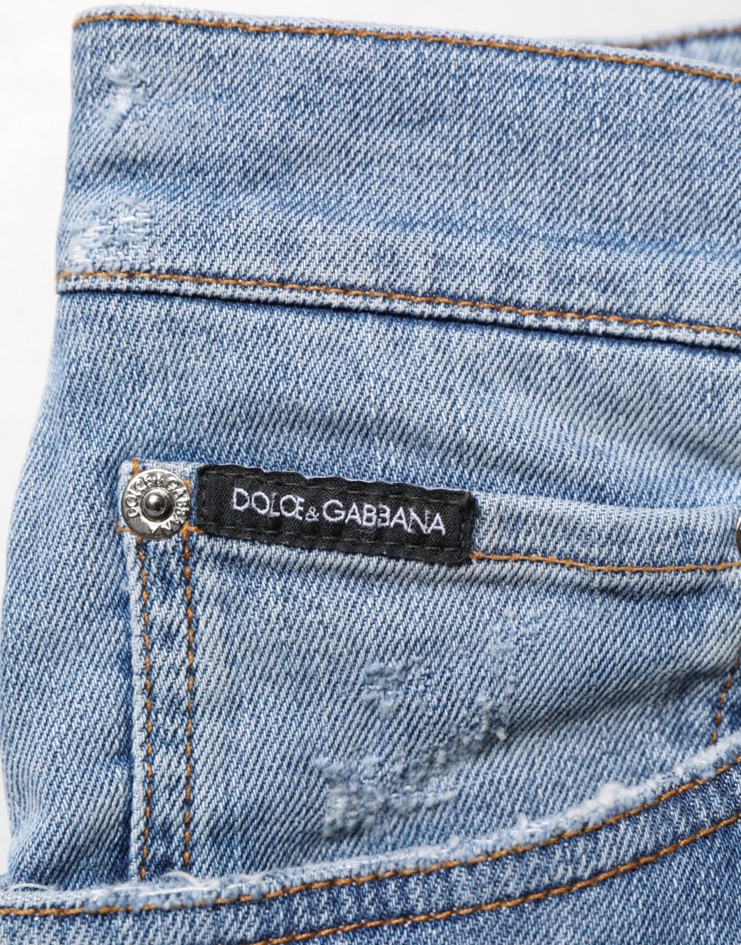 Dolce & Gabbana Blue Tattered Slim Fit Cotton Denim Jeans - from Dolce & Gabbana