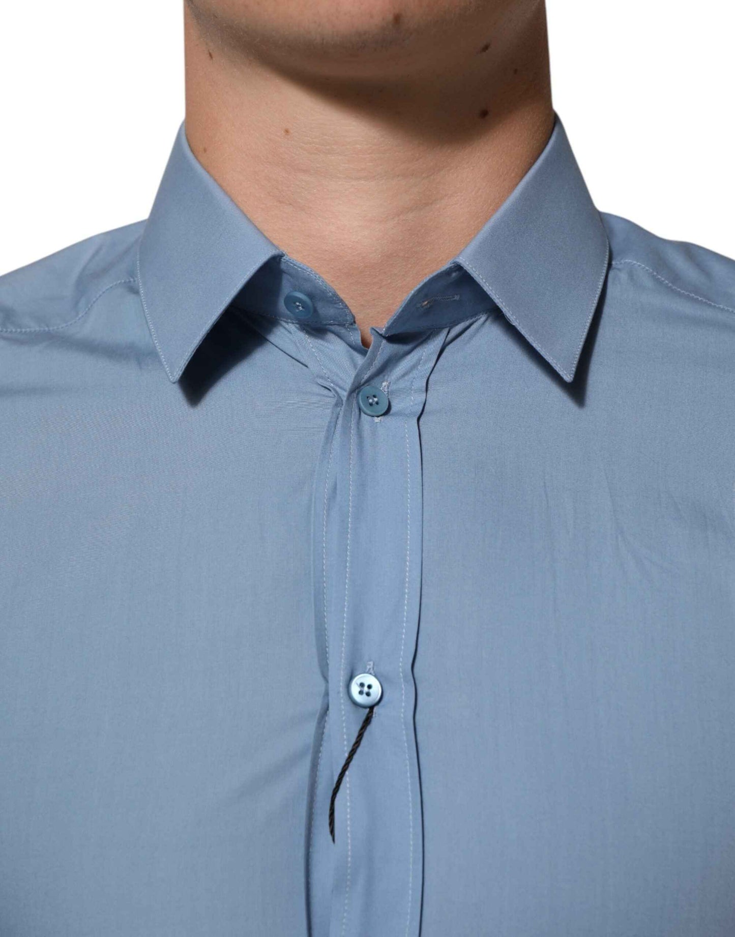 Dolce & Gabbana Blue Cotton Collared GOLD Formal Dress Shirt by Dolce & Gabbana