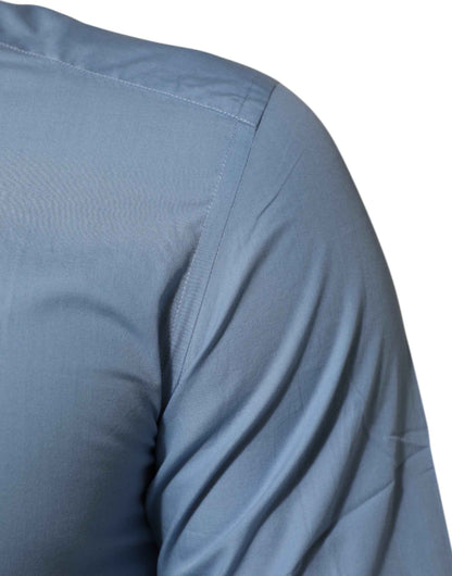 Dolce & Gabbana Blue Cotton Collared GOLD Formal Dress Shirt by Dolce & Gabbana