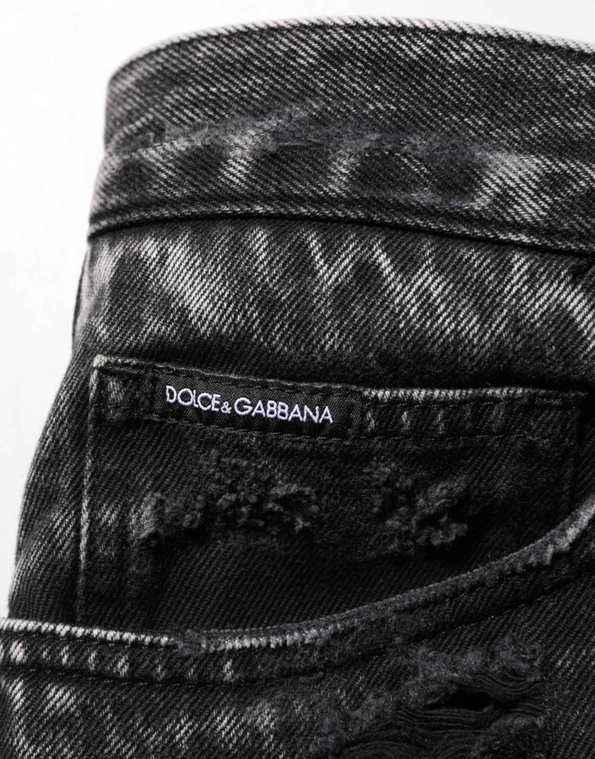 Dolce & Gabbana Black Washed Ripped Loose Cotton Denim Jeans by Dolce & Gabbana