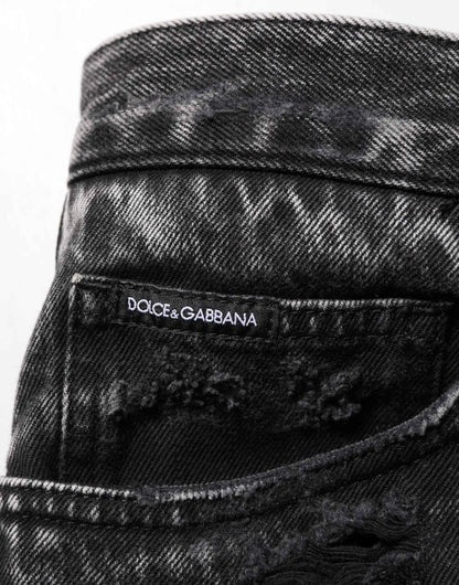 Dolce & Gabbana Black Washed Ripped Loose Cotton Denim Jeans by Dolce & Gabbana