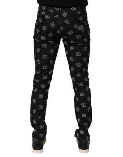 Dolce & Gabbana Black DG Monogram Cotton Skinny Denim Jeans by Dolce & Gabbana