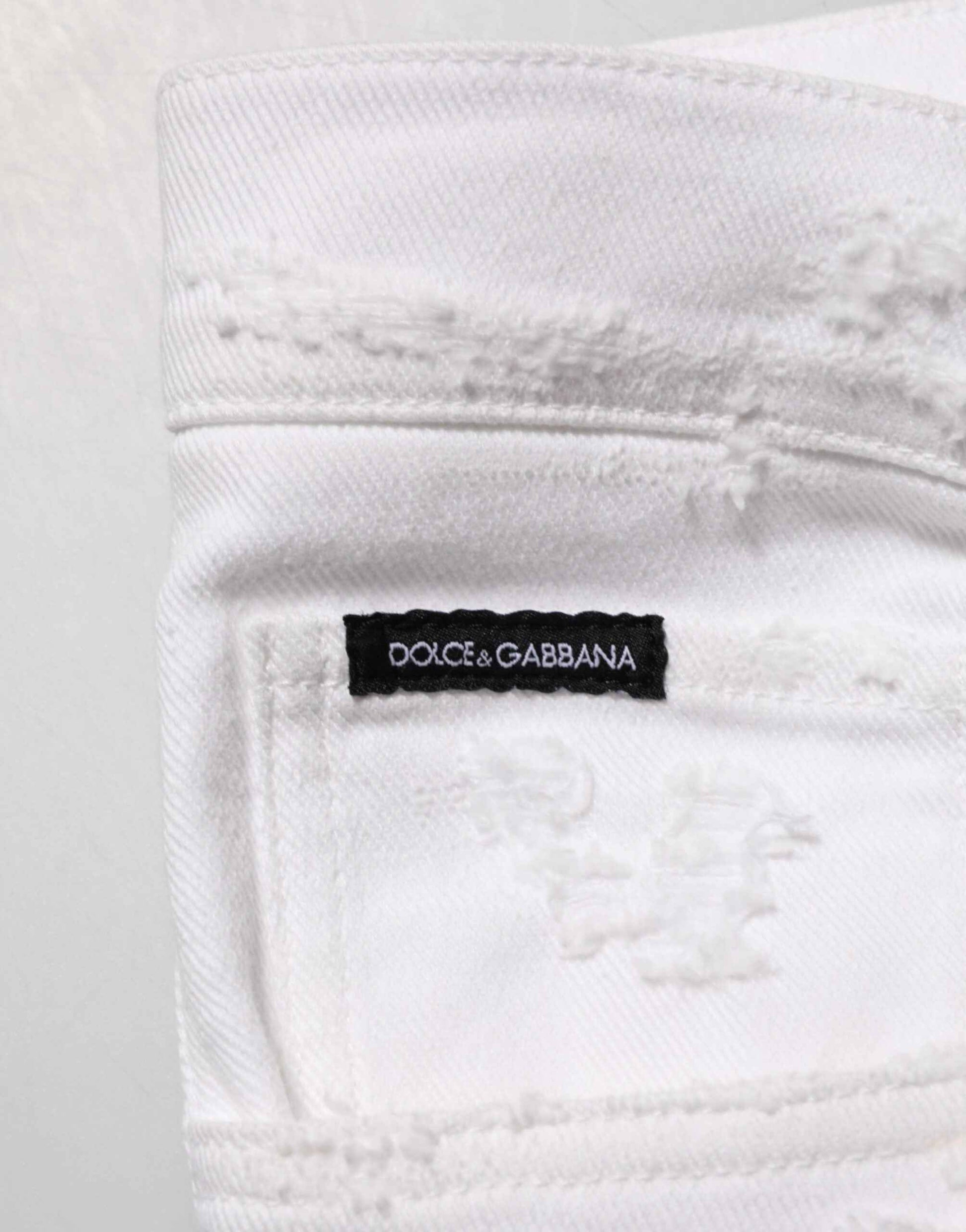 Dolce & Gabbana White Distressed Ripped Denim Trouser Jeans by Dolce & Gabbana