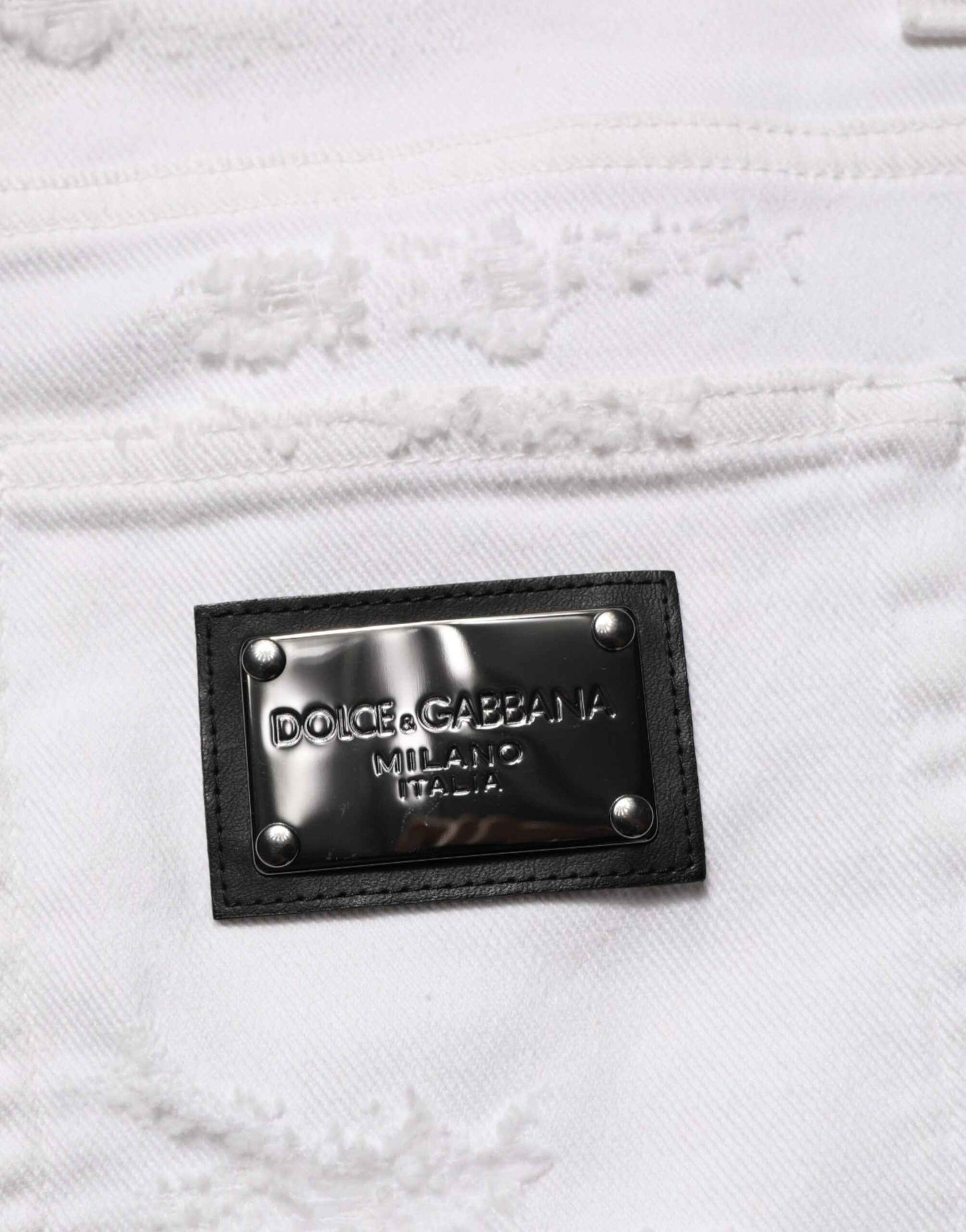 Dolce & Gabbana White Distressed Ripped Denim Trouser Jeans by Dolce & Gabbana