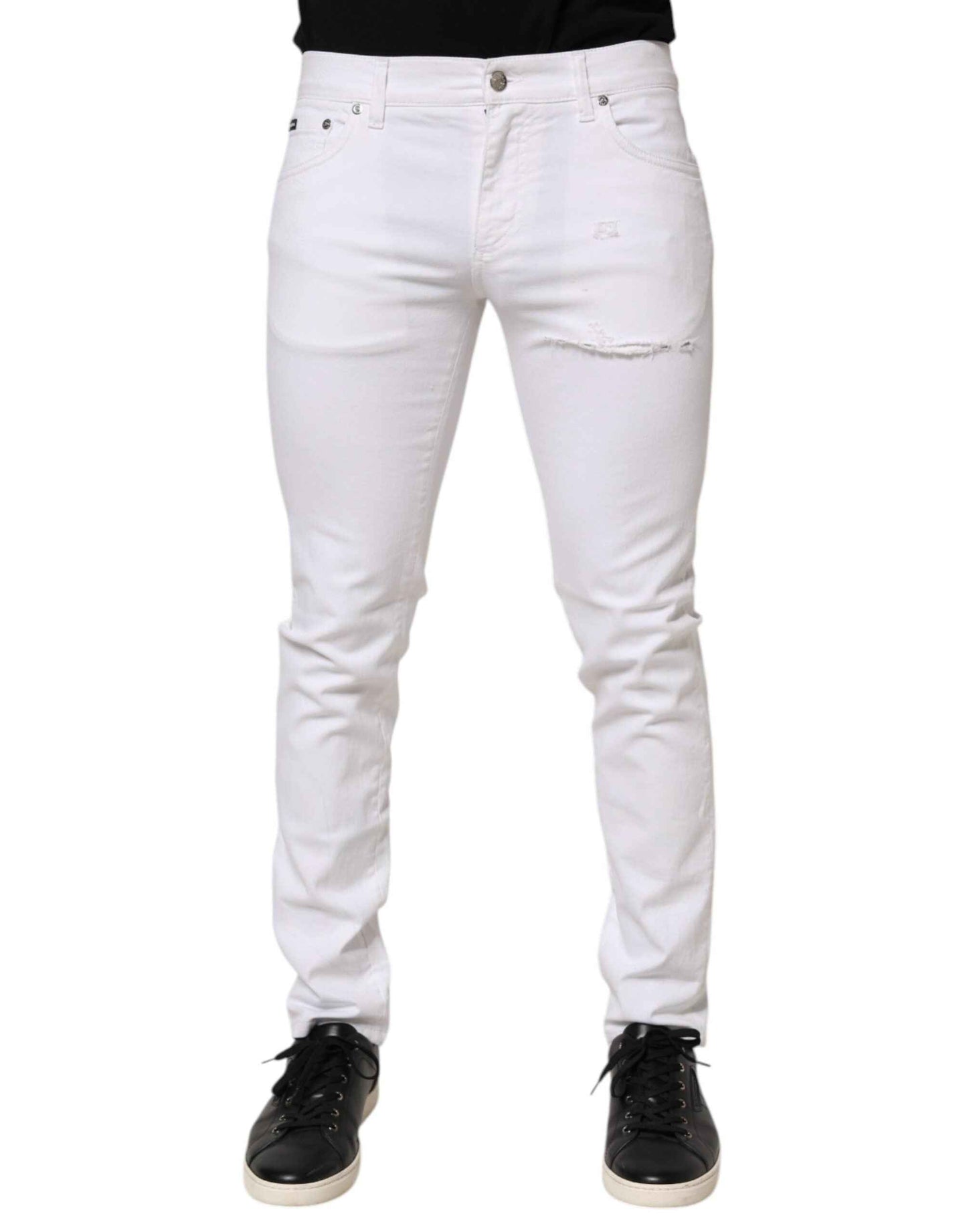 Dolce & Gabbana White Ripped Cotton Skinny Men Denim Jeans by Dolce & Gabbana
