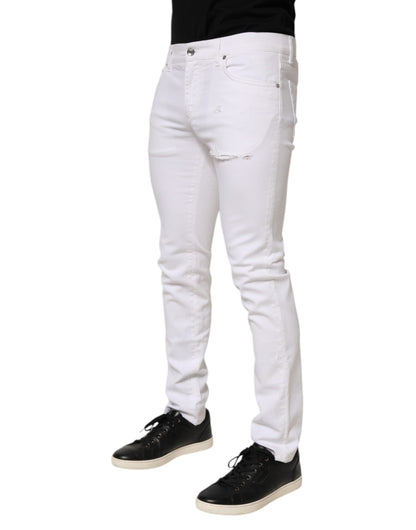 Dolce & Gabbana White Ripped Cotton Skinny Men Denim Jeans - from Dolce & Gabbana