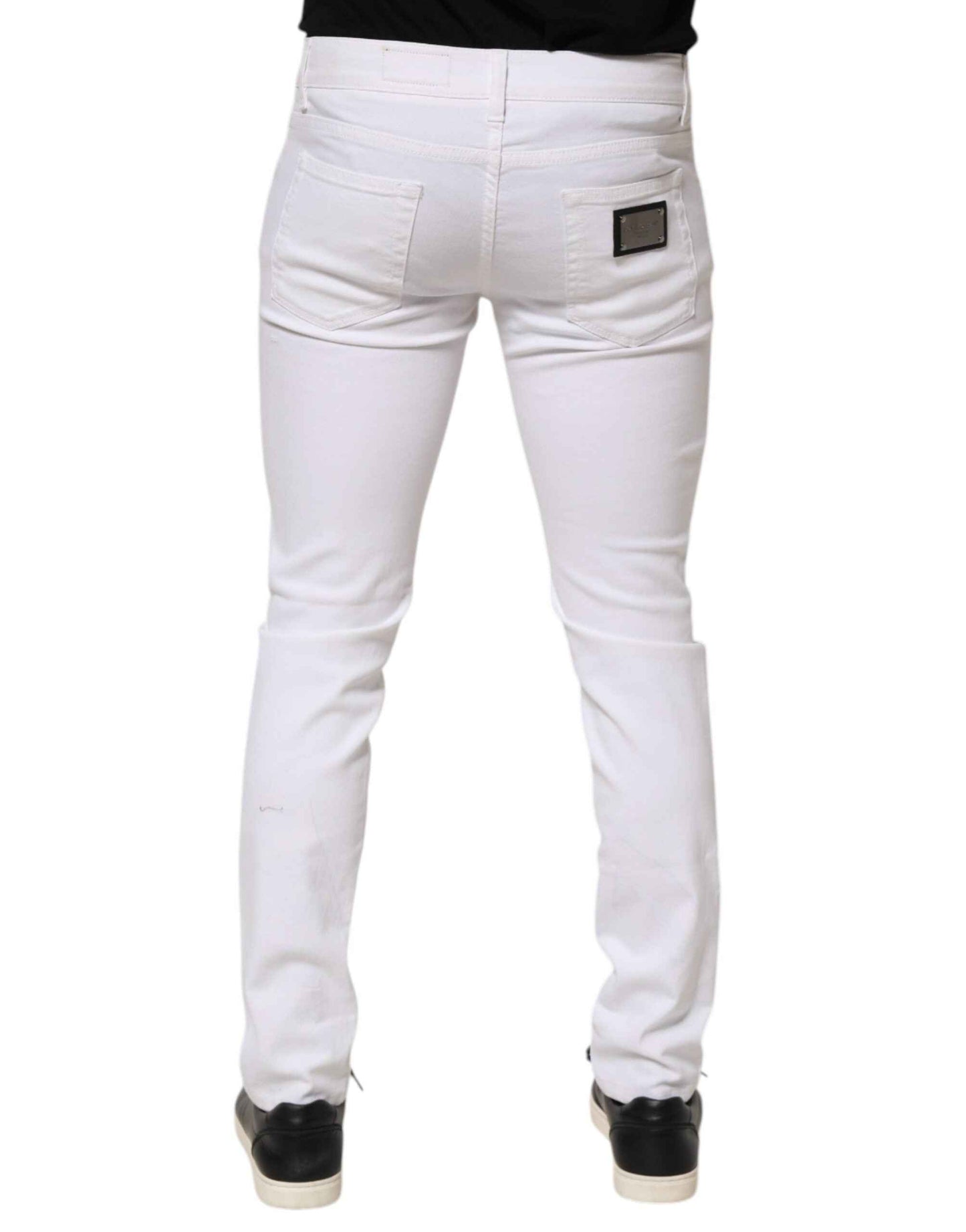 Dolce & Gabbana White Ripped Cotton Skinny Men Denim Jeans by Dolce & Gabbana