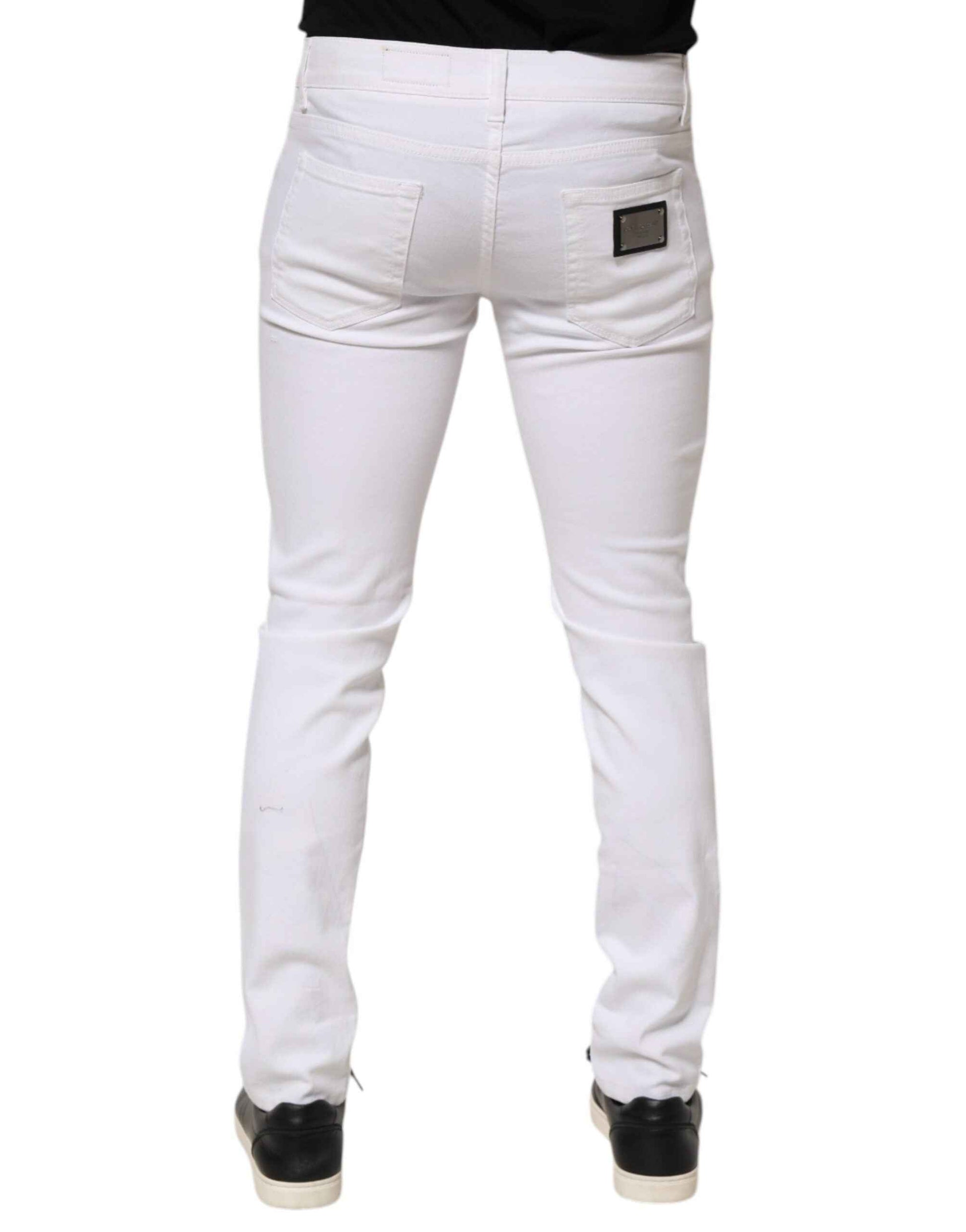Dolce & Gabbana White Ripped Cotton Skinny Men Denim Jeans by Dolce & Gabbana
