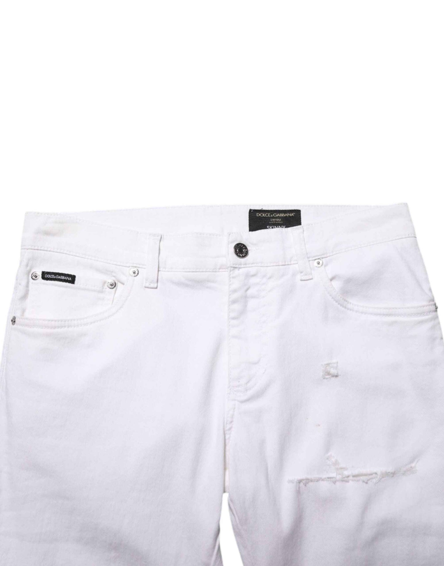Dolce & Gabbana White Ripped Cotton Skinny Men Denim Jeans by Dolce & Gabbana