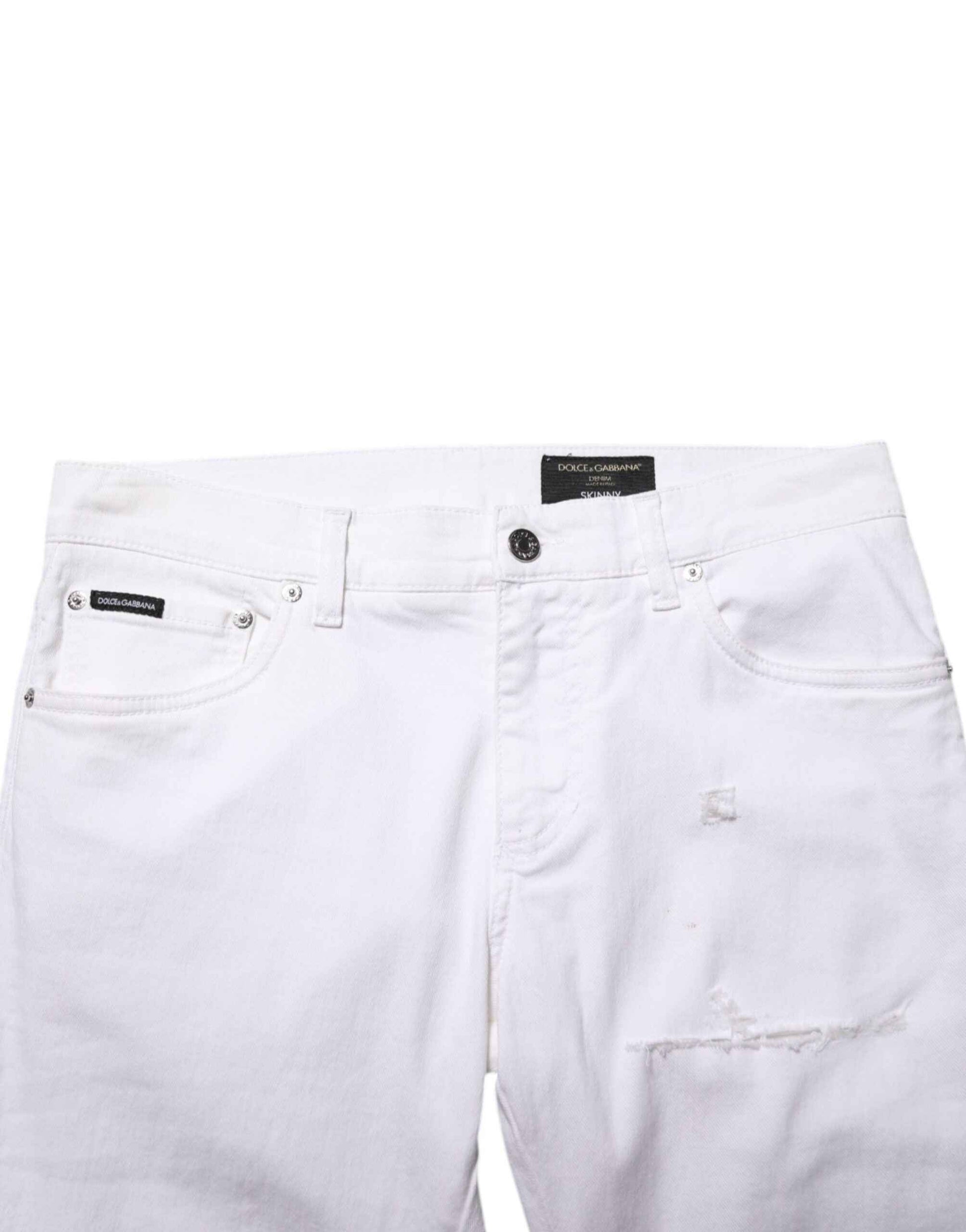 Dolce & Gabbana White Ripped Cotton Skinny Men Denim Jeans by Dolce & Gabbana