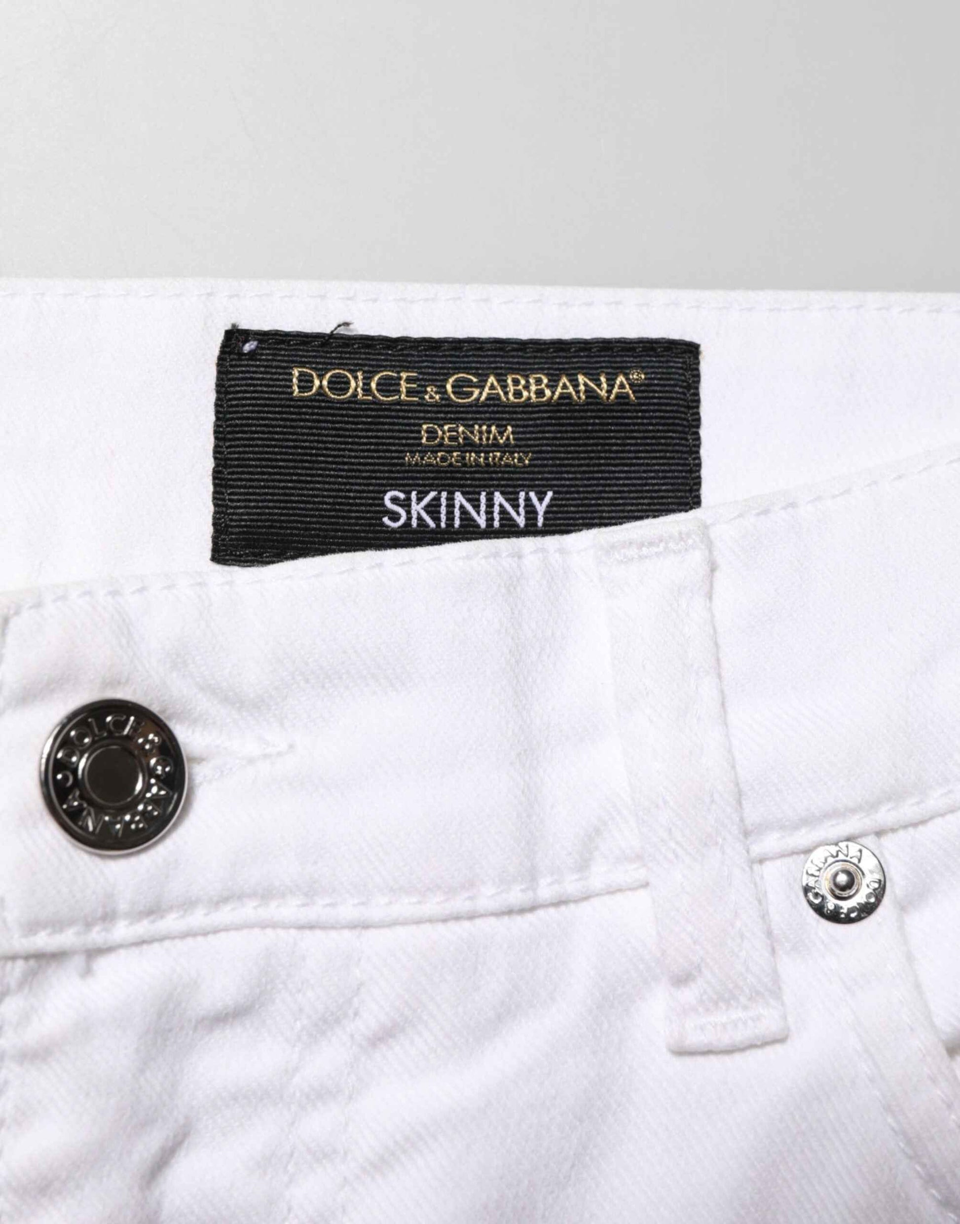 Dolce & Gabbana White Ripped Cotton Skinny Men Denim Jeans by Dolce & Gabbana