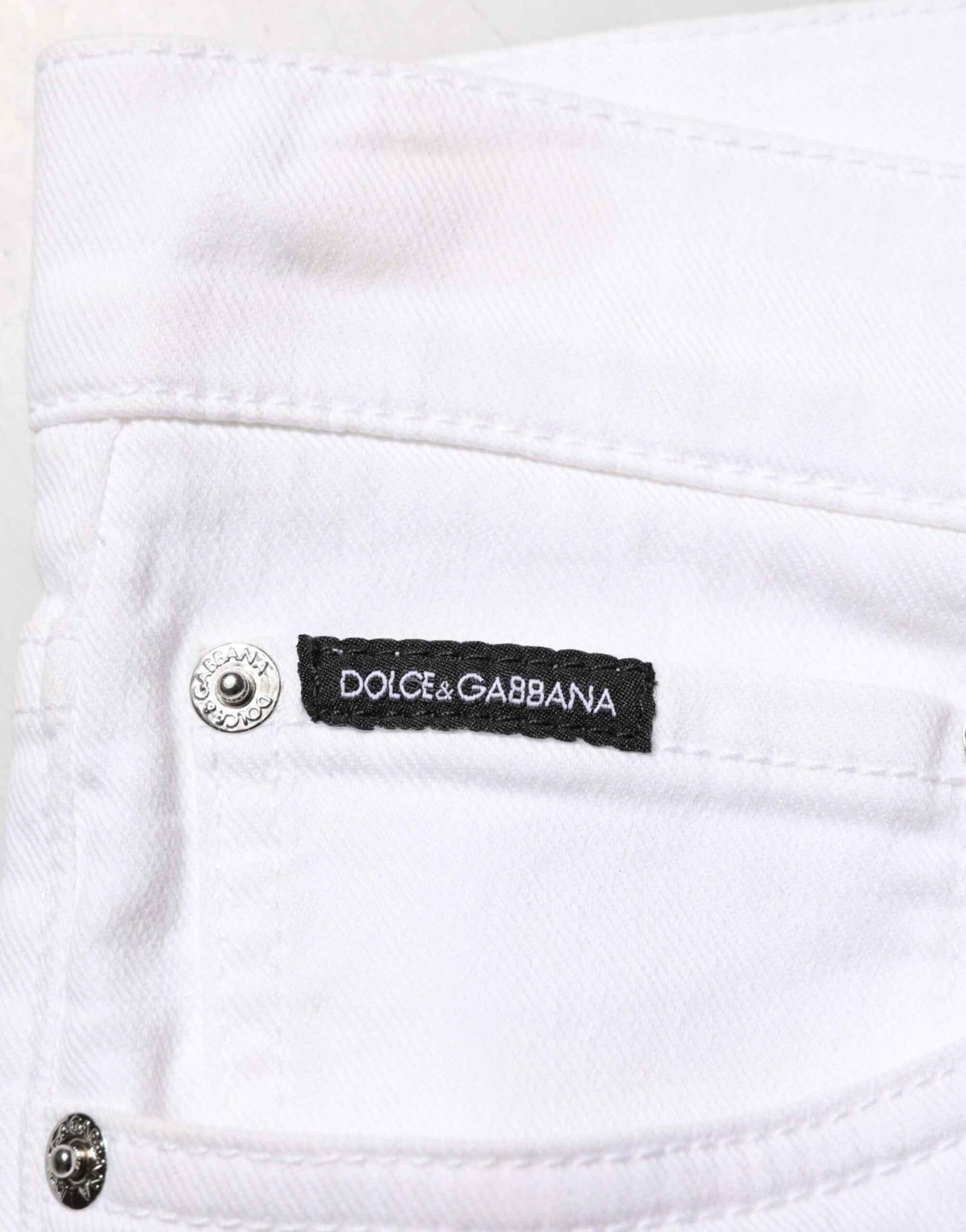 Dolce & Gabbana White Ripped Cotton Skinny Men Denim Jeans by Dolce & Gabbana