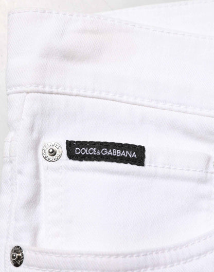 Dolce & Gabbana White Ripped Cotton Skinny Men Denim Jeans by Dolce & Gabbana