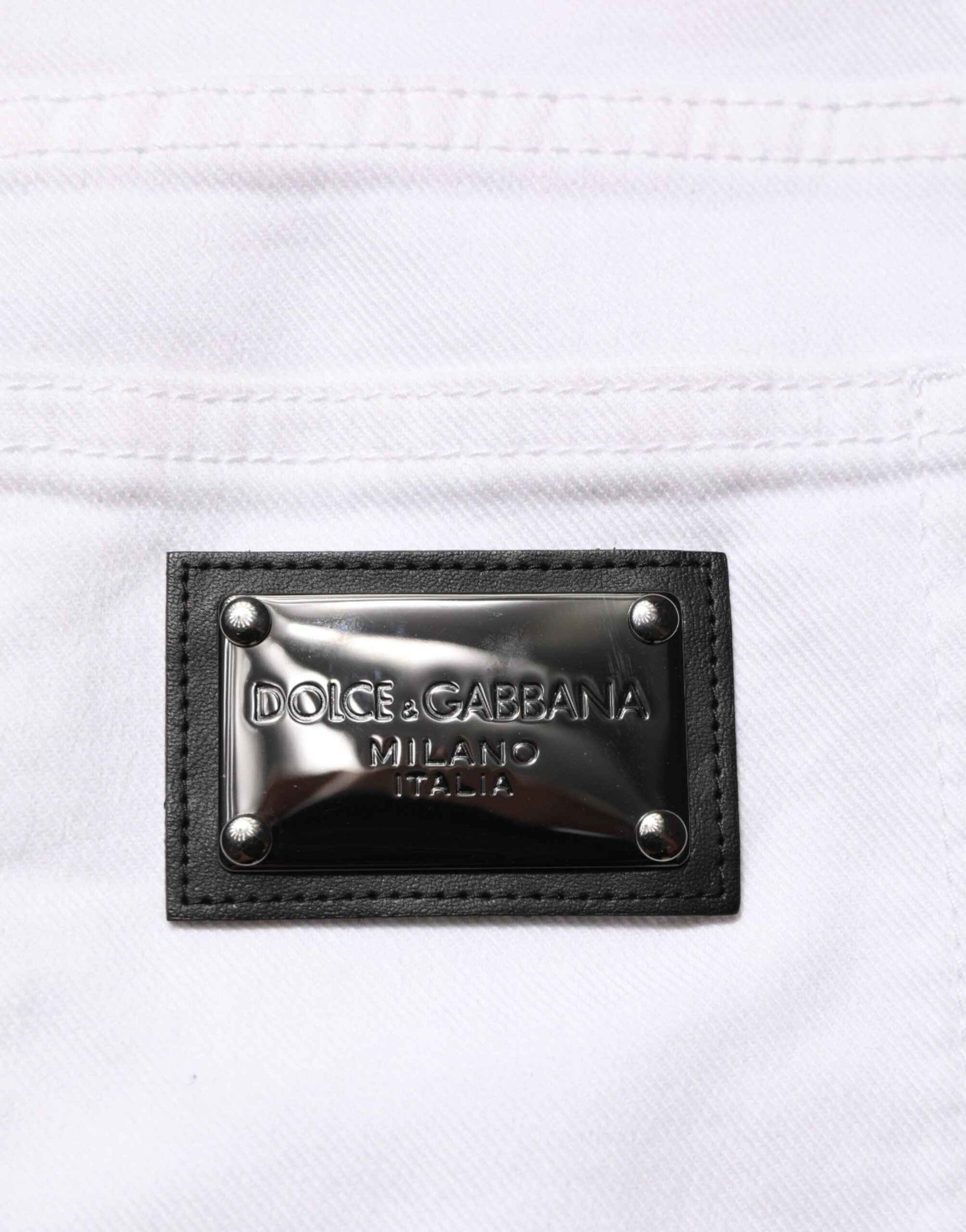 Dolce & Gabbana White Ripped Cotton Skinny Men Denim Jeans by Dolce & Gabbana