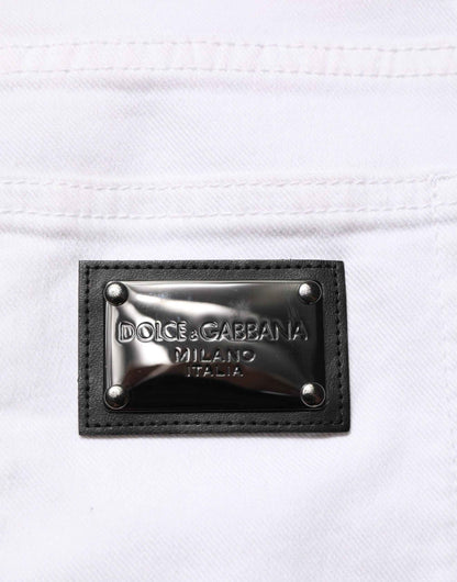 Dolce & Gabbana White Ripped Cotton Skinny Men Denim Jeans by Dolce & Gabbana