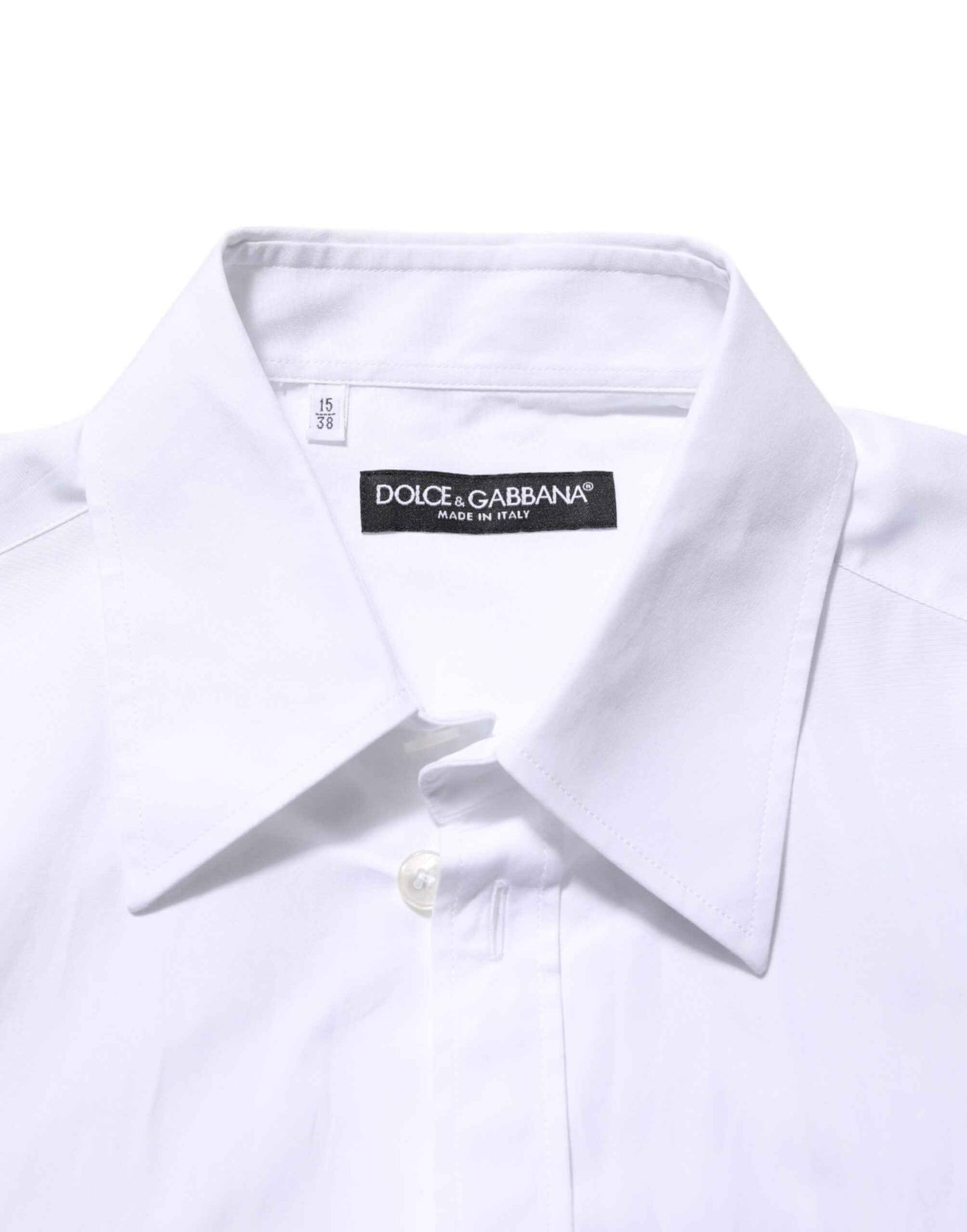 Dolce & Gabbana White Logo Plaque Collared Formal Dress Shirt by Dolce & Gabbana