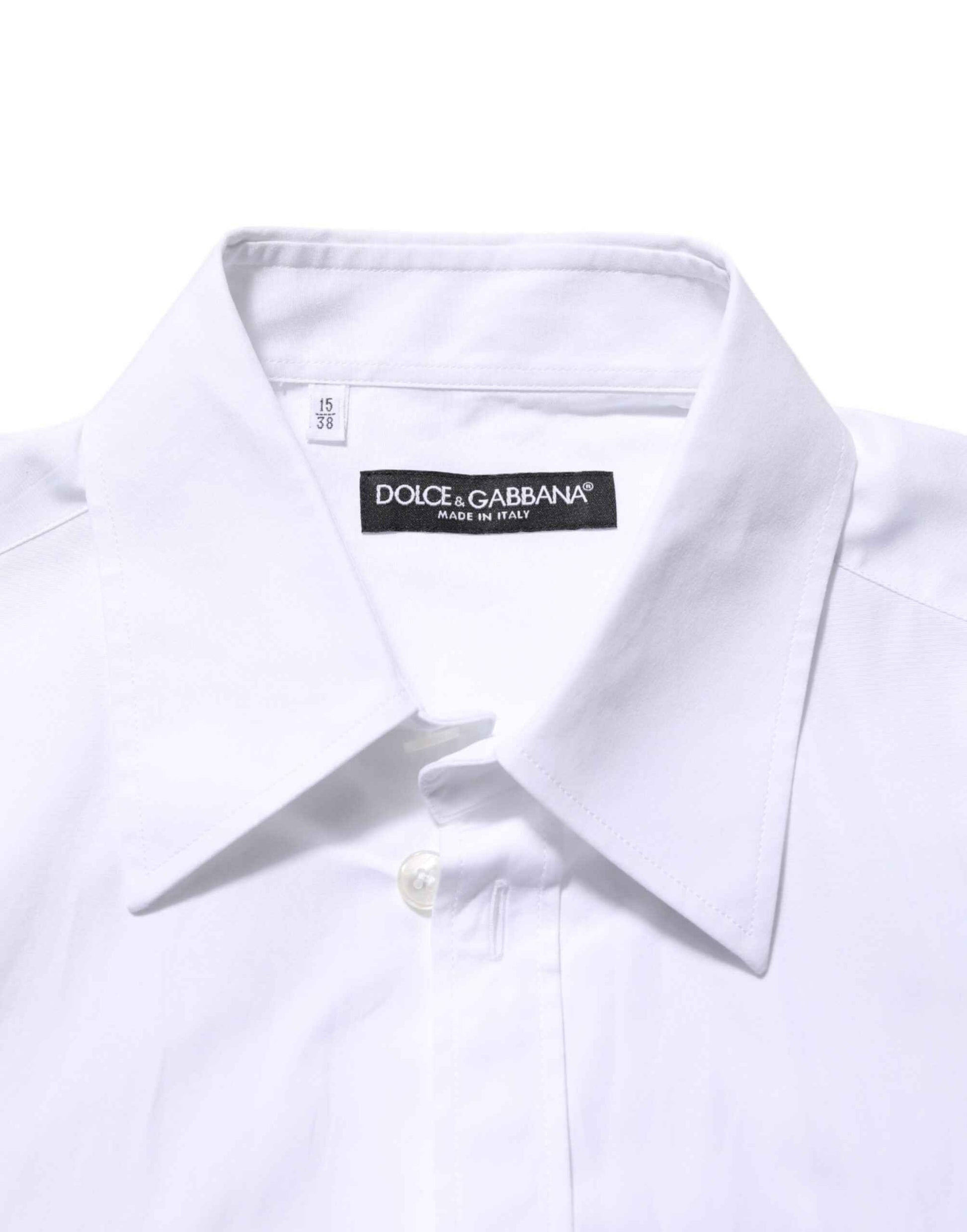 Dolce & Gabbana White Logo Plaque Collared Formal Dress Shirt by Dolce & Gabbana