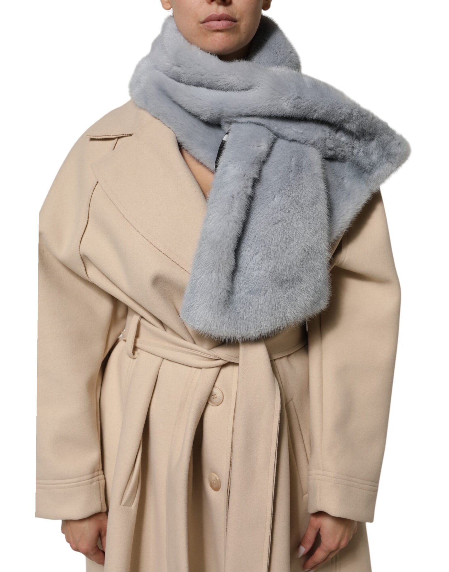 Dolce & Gabbana Powder Blue Mink Fur Neck Warmer Scarf by Dolce & Gabbana