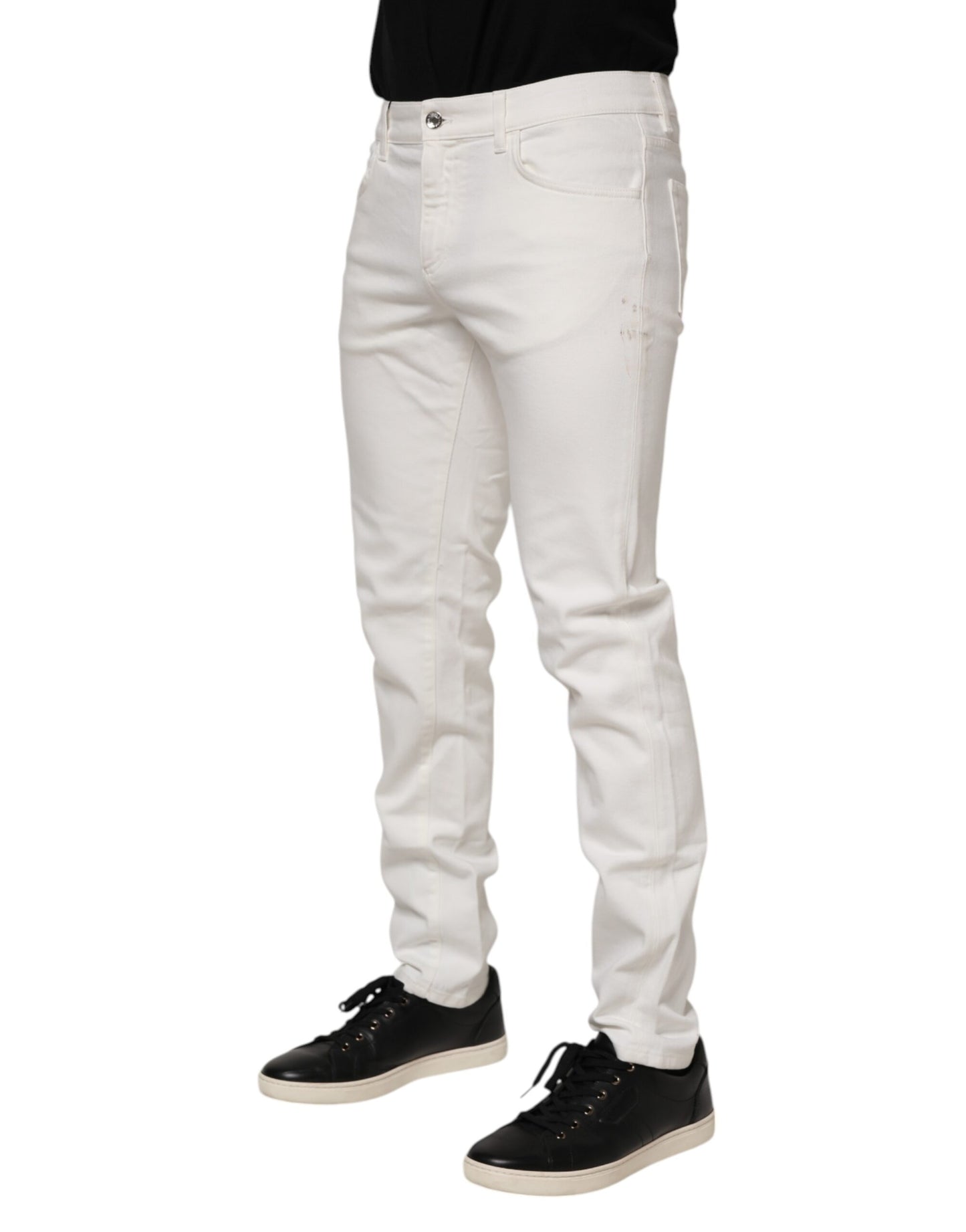 Dolce & Gabbana Off White Katoen Stretch Jeans Slim Fit