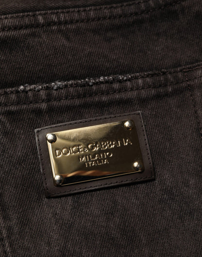 Dolce Gabbana Zwart Katoen Verweerde Denim Bermuda Short