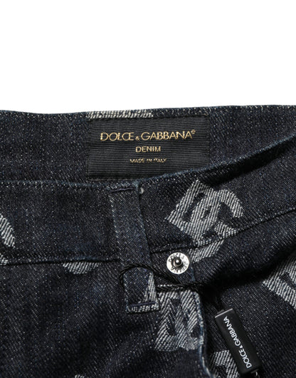 Dolce & Gabbana Denim Cargo Bermuda Short Monogram Zwart