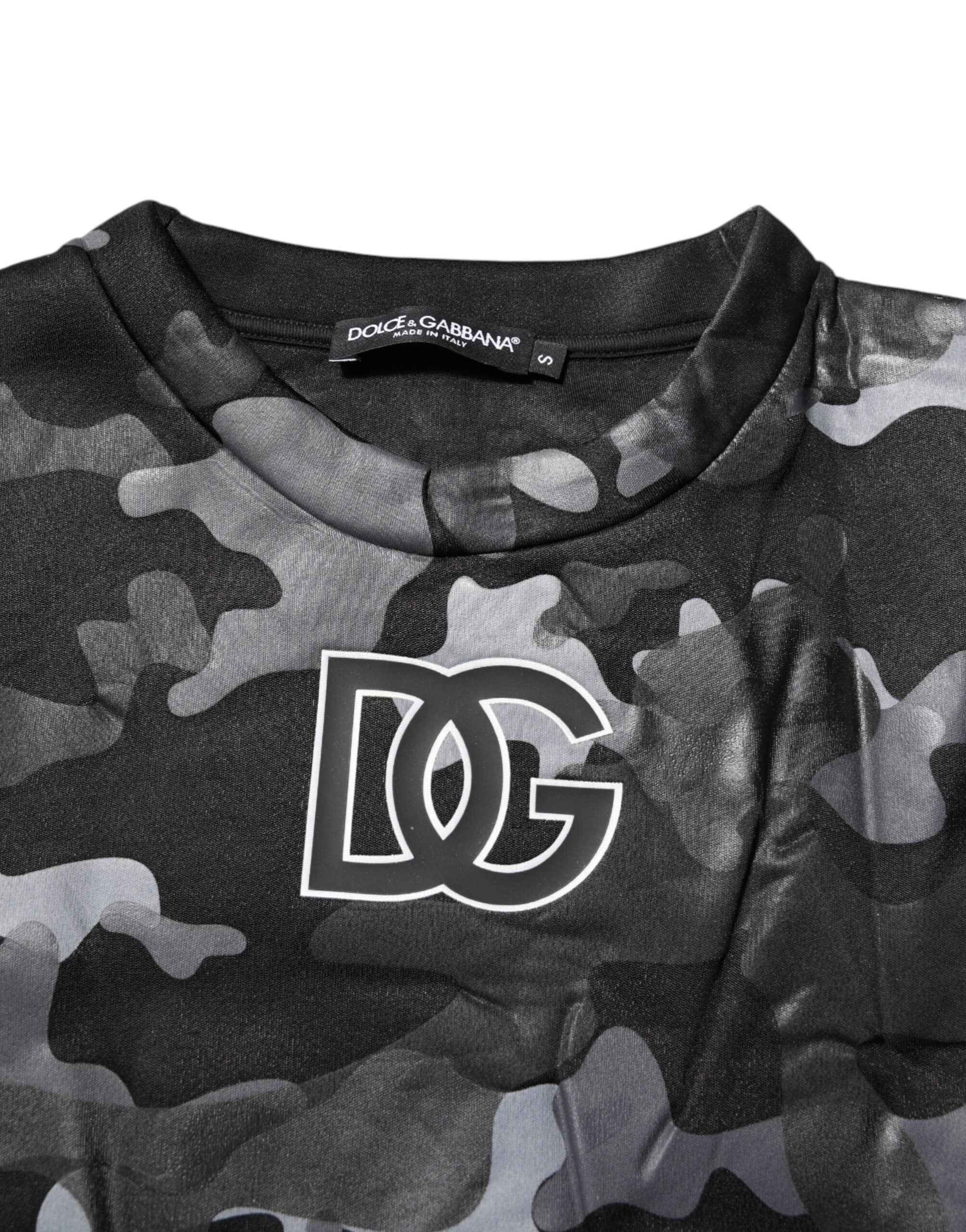 Dolce & Gabbana Black Camouflage Round Neck Sweatshirt Sweater