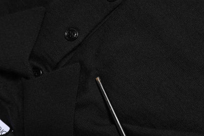 Dolce & Gabbana Black Logo Patch Collared Pullover Sweater