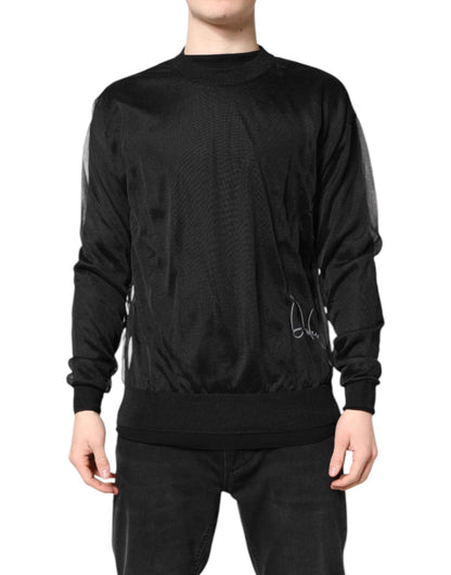 Dolce & Gabbana Black Logo Polyester CrewNeck Sweatshirt Sweater