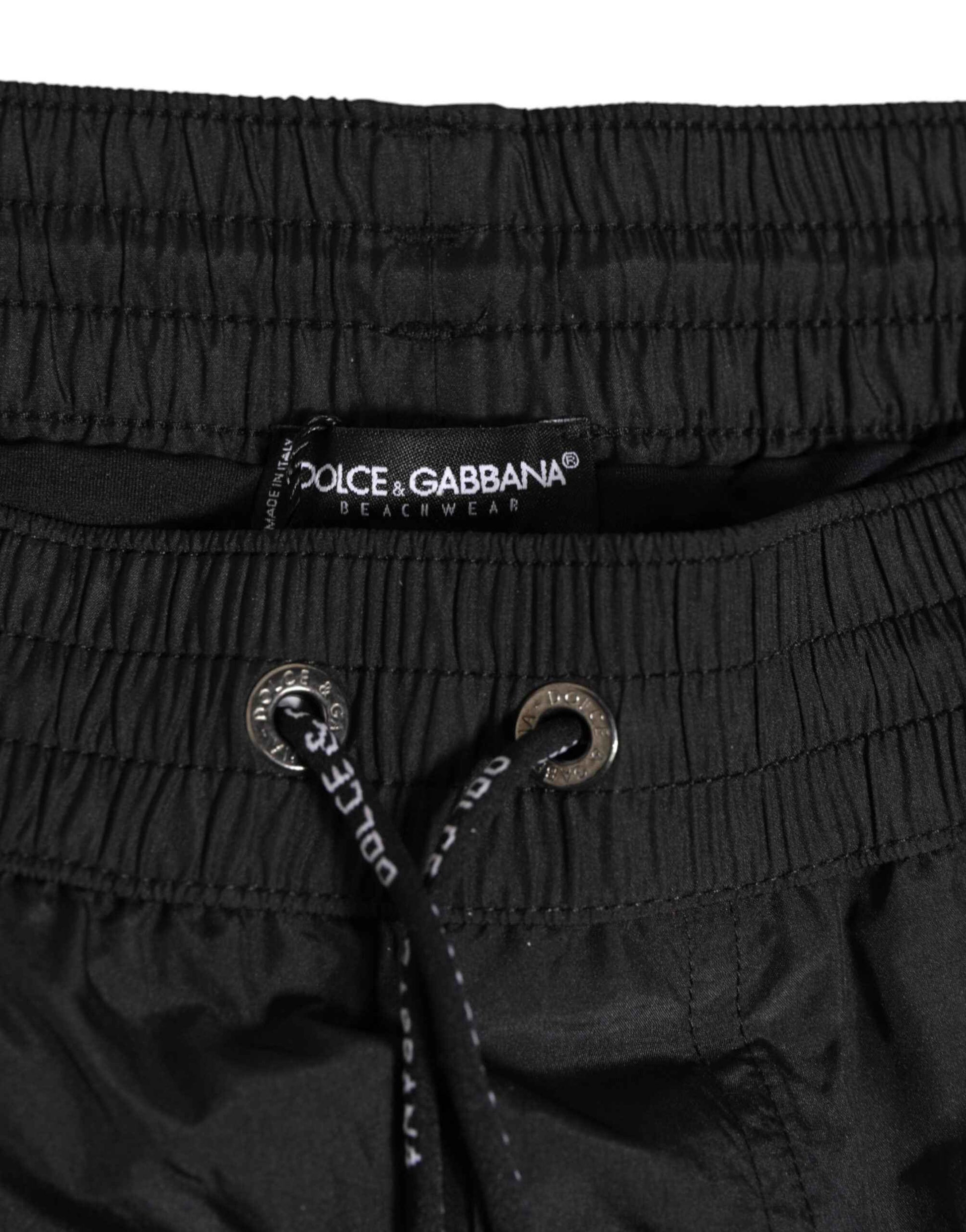 Dolce & Gabbana Black Logo Polyester Beachwear Shorts Swimwear