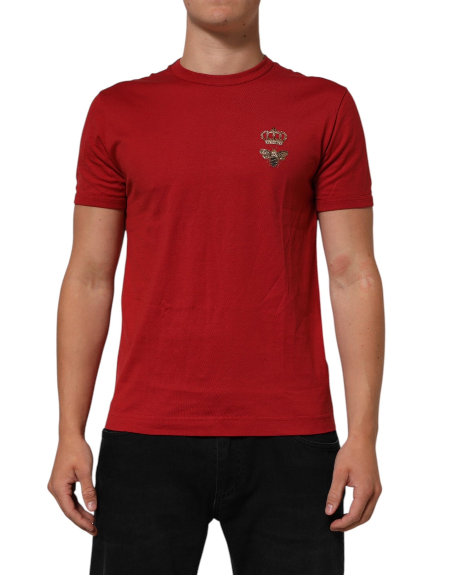 Dolce & Gabbana Crown Bee Katoenen T Shirt Rood Luxe