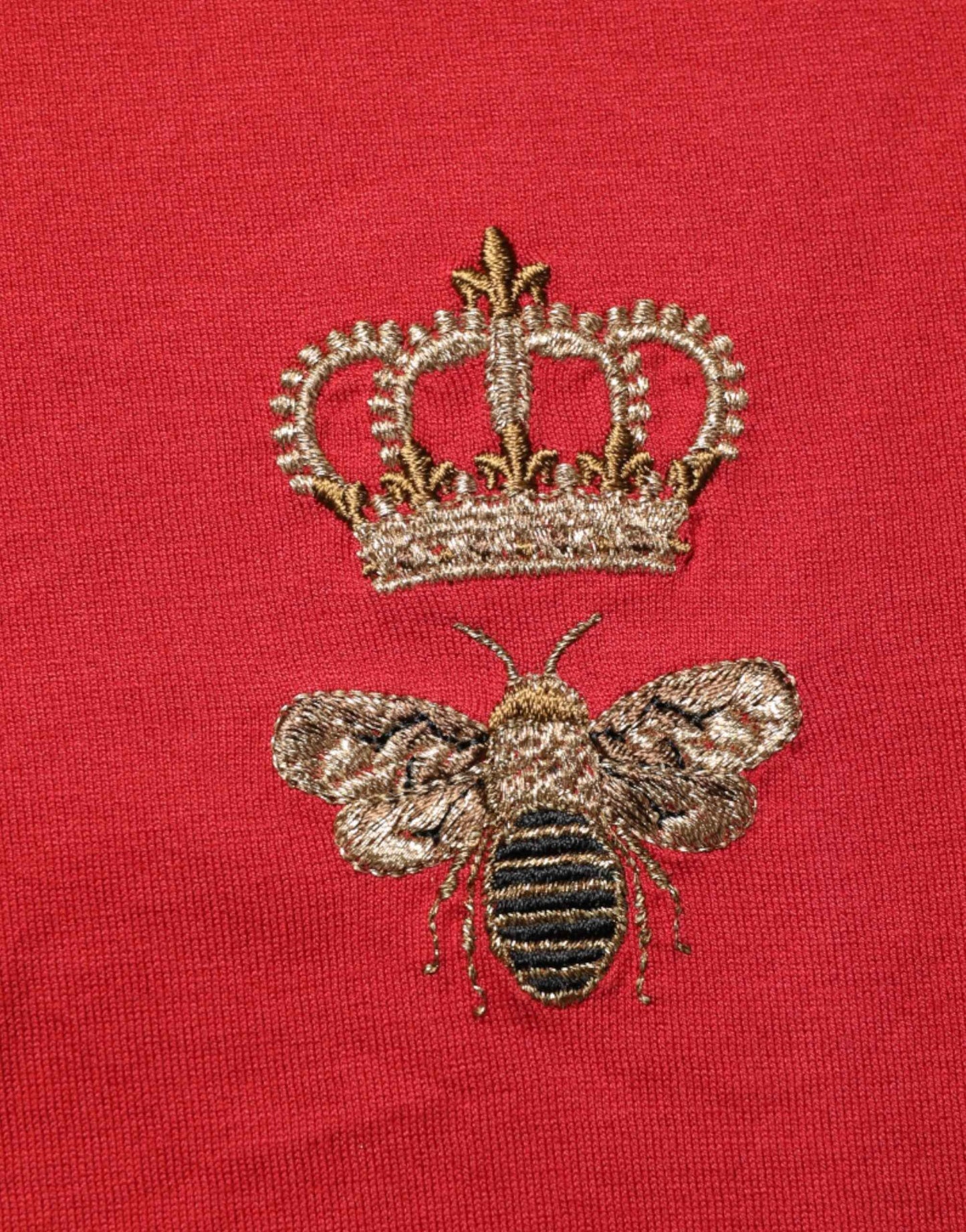Dolce & Gabbana Red Crown Bee Cotton Short Sleeve T-shirt