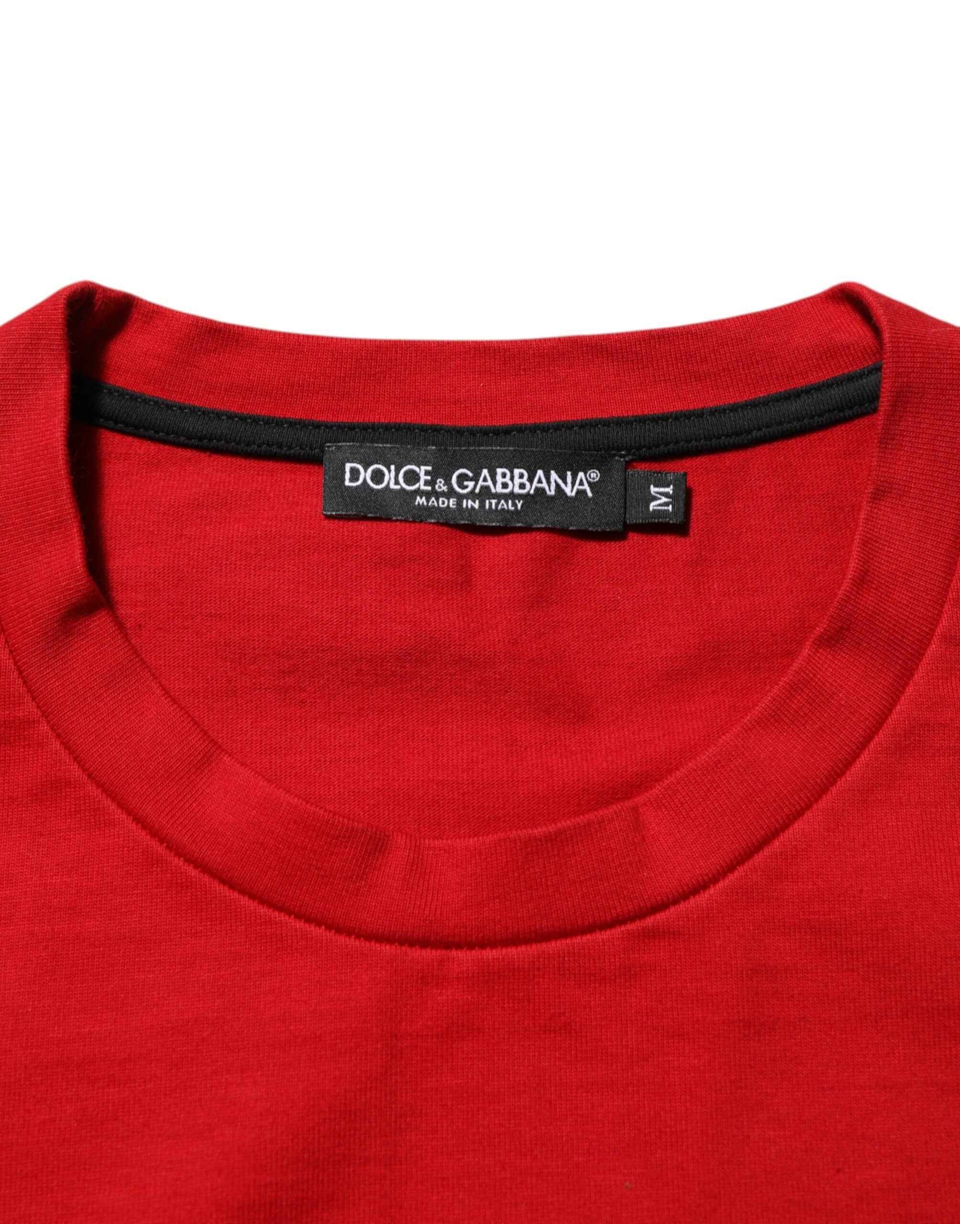 Dolce & Gabbana Red Logo Eye Print Cotton Short Sleeve T-shirt