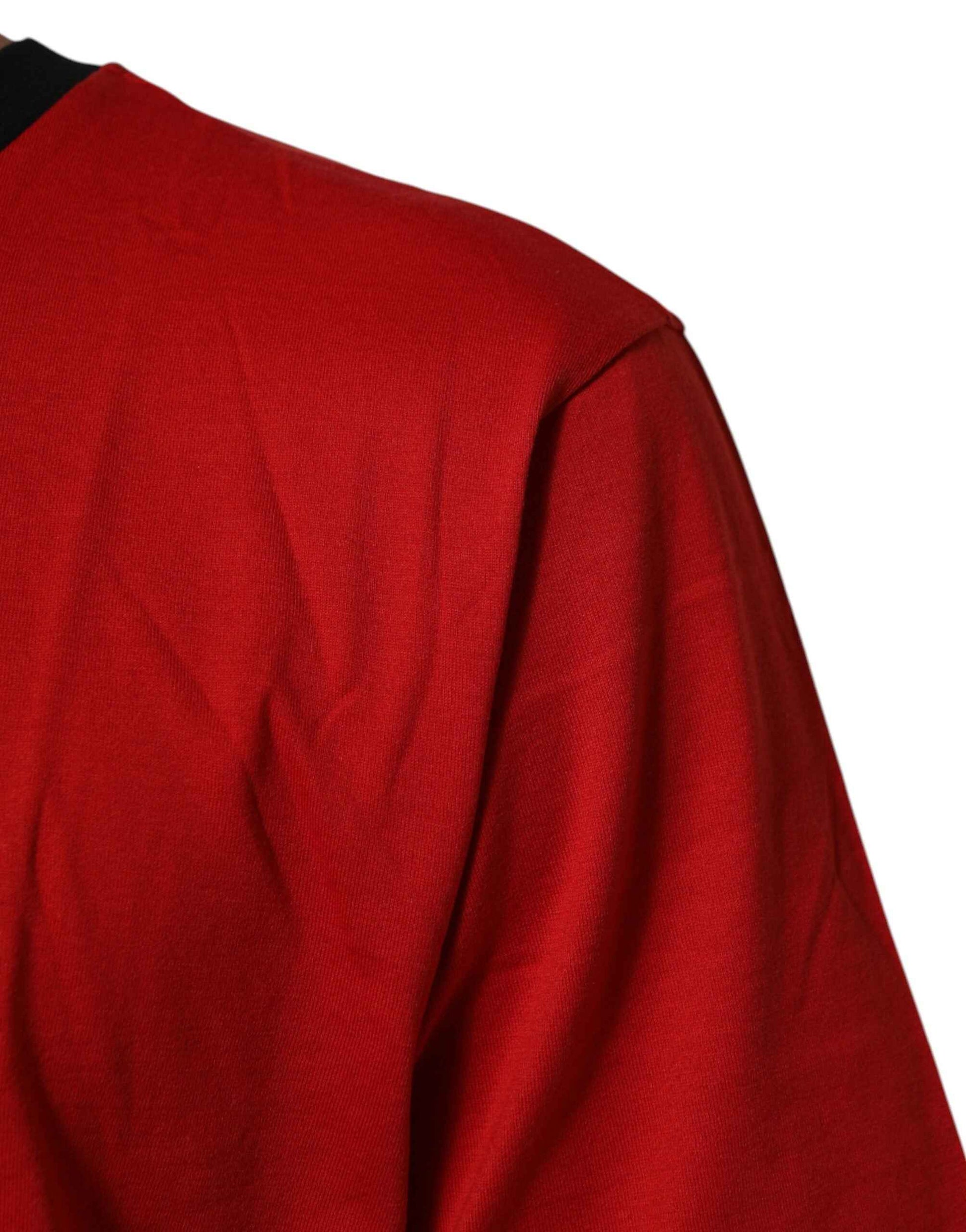 Dolce & Gabbana Red Logo Crown Cotton Short Sleeves T-shirt