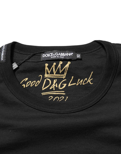 Dolce & Gabbana Goodluck 2021 Katoenen T-shirt Zwart