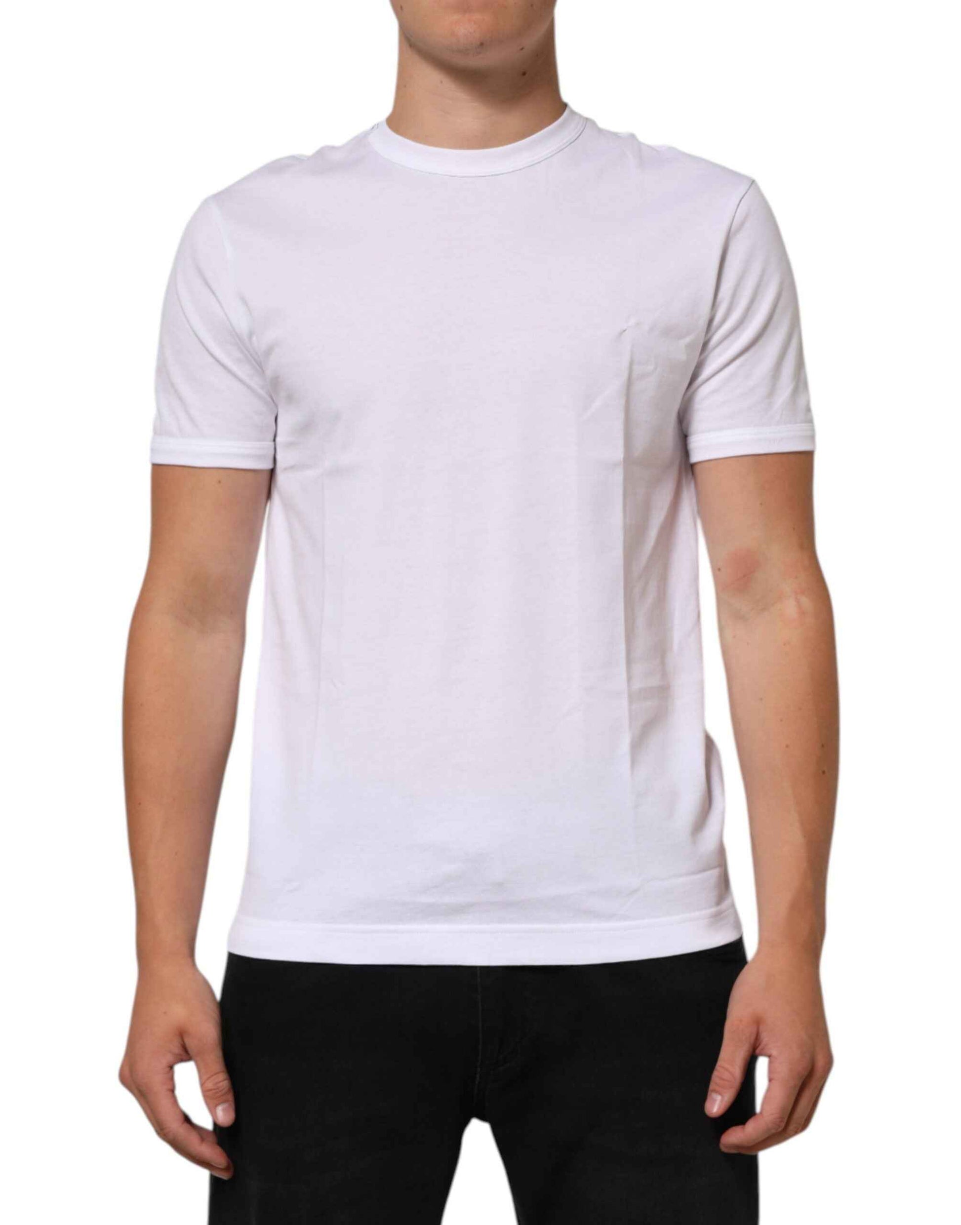 Dolce & Gabbana White Cotton Crew Neck Short Sleeves