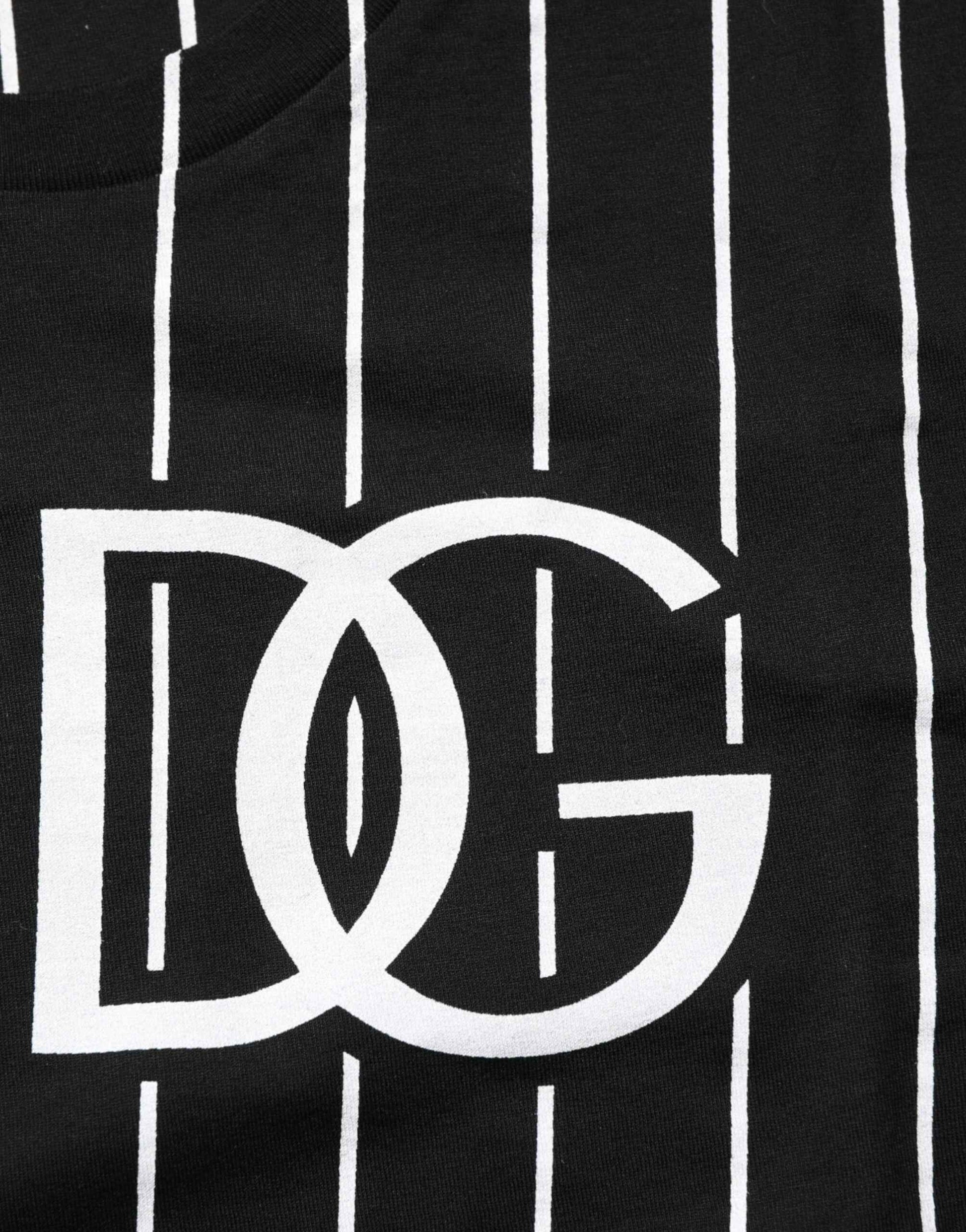 Dolce & Gabbana Black Cotton Polka Dots Round Neck T-shirt