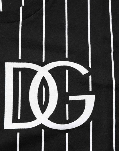 Dolce & Gabbana Black Cotton Polka Dots Round Neck T-shirt