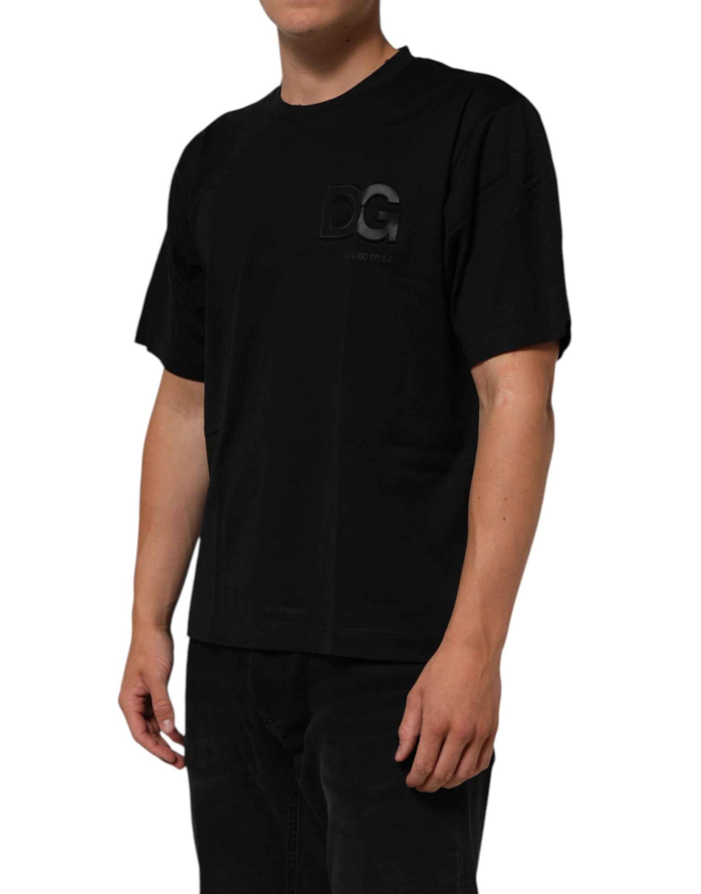 Dolce & Gabbana Katoen T Shirt Zwart Logo Patch Mannen