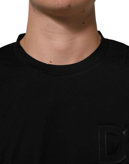 Dolce & Gabbana Katoen T Shirt Zwart Logo Patch Mannen