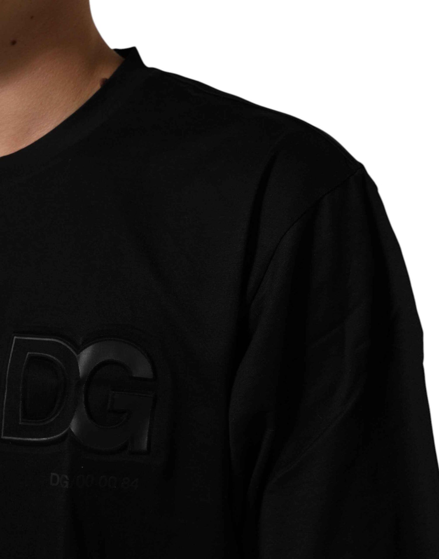 Dolce & Gabbana Katoen T Shirt Zwart Logo Patch Mannen