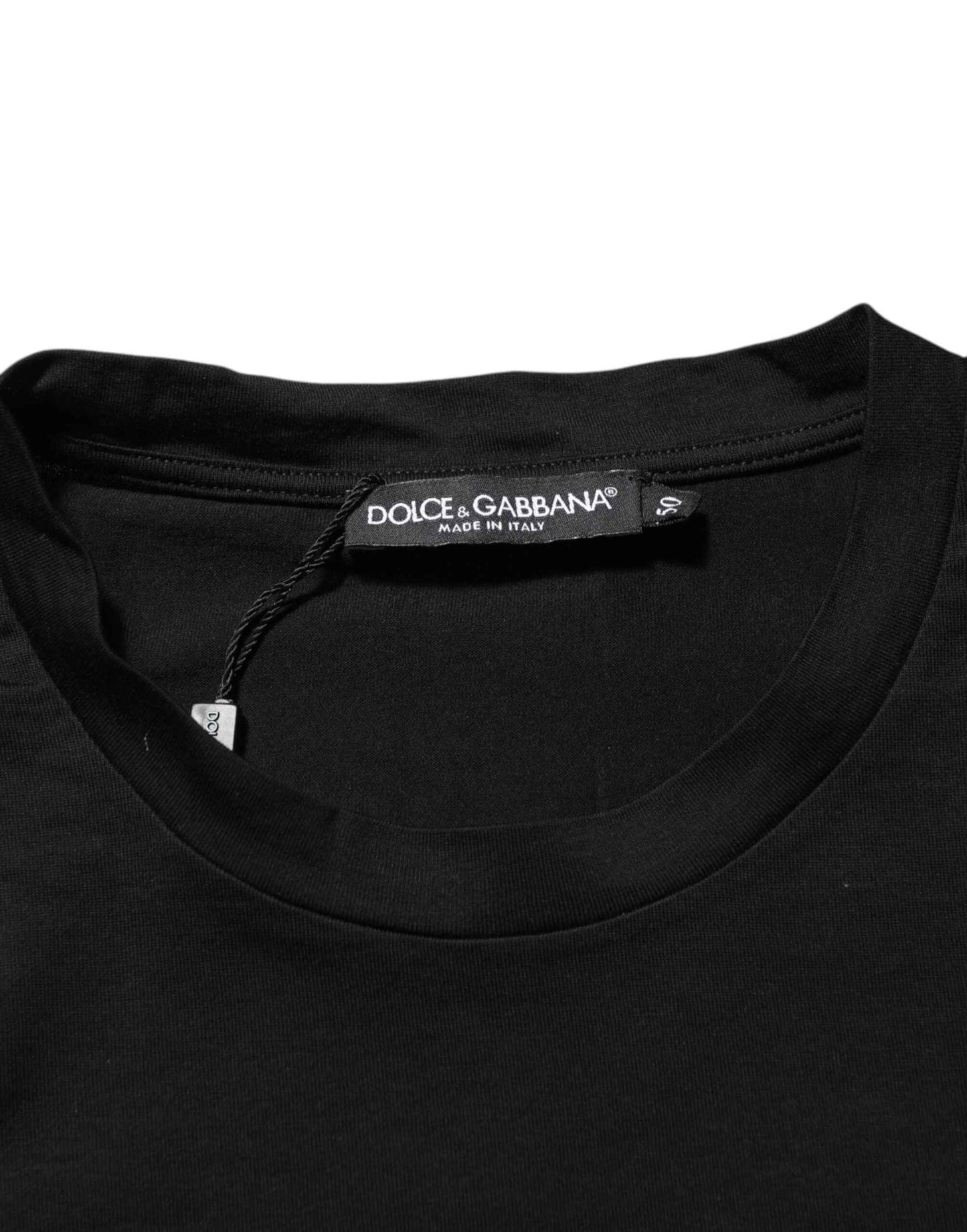 Dolce & Gabbana Katoen T Shirt Zwart Logo Patch Mannen