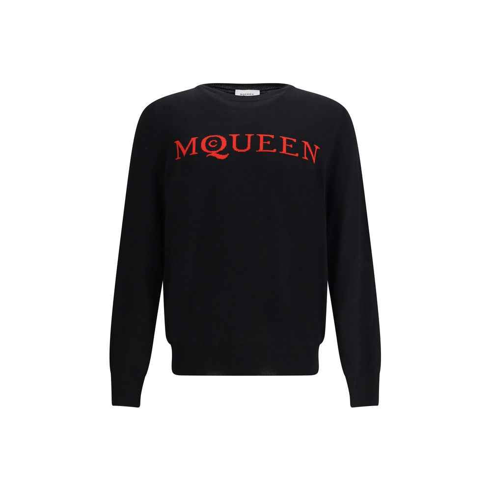 Alexander McQueen Logoed Wol Sweater Zwart Luxe Collectie