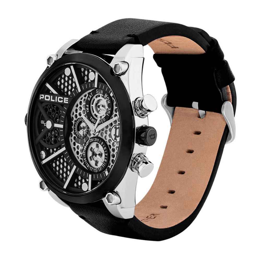 Police Black Leather Watch
