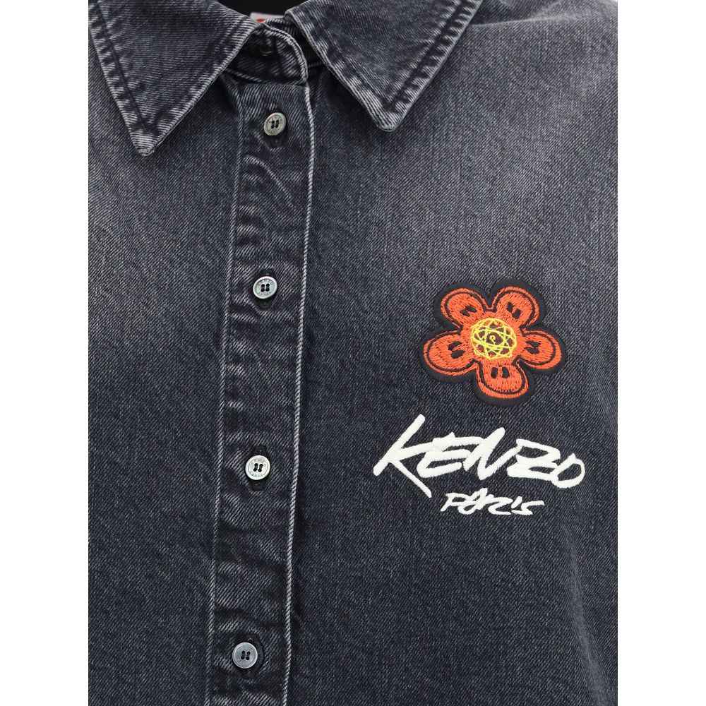 Kenzo X Futura Workwear Denim Shirt Stone Bleach Wash