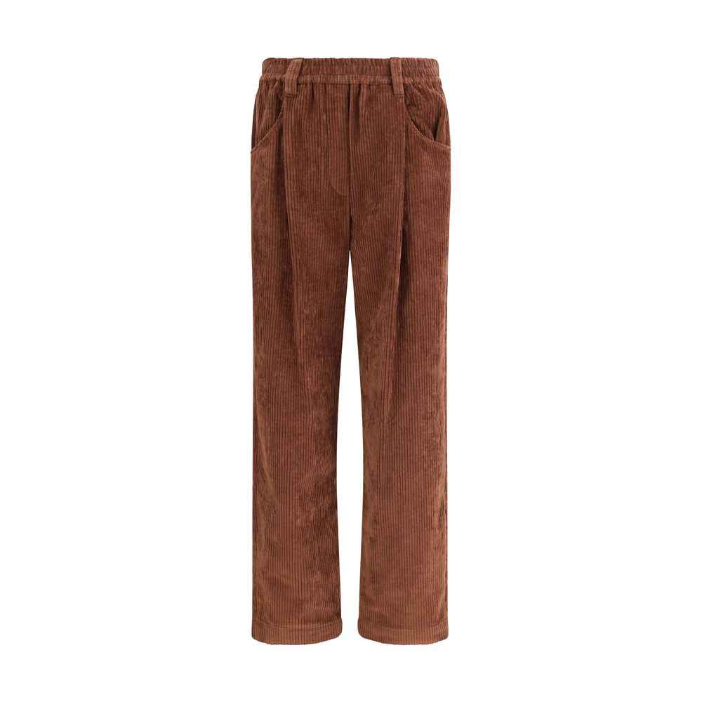 Brunello Cucinelli Fluwelen Broek Katoen Elegante Model