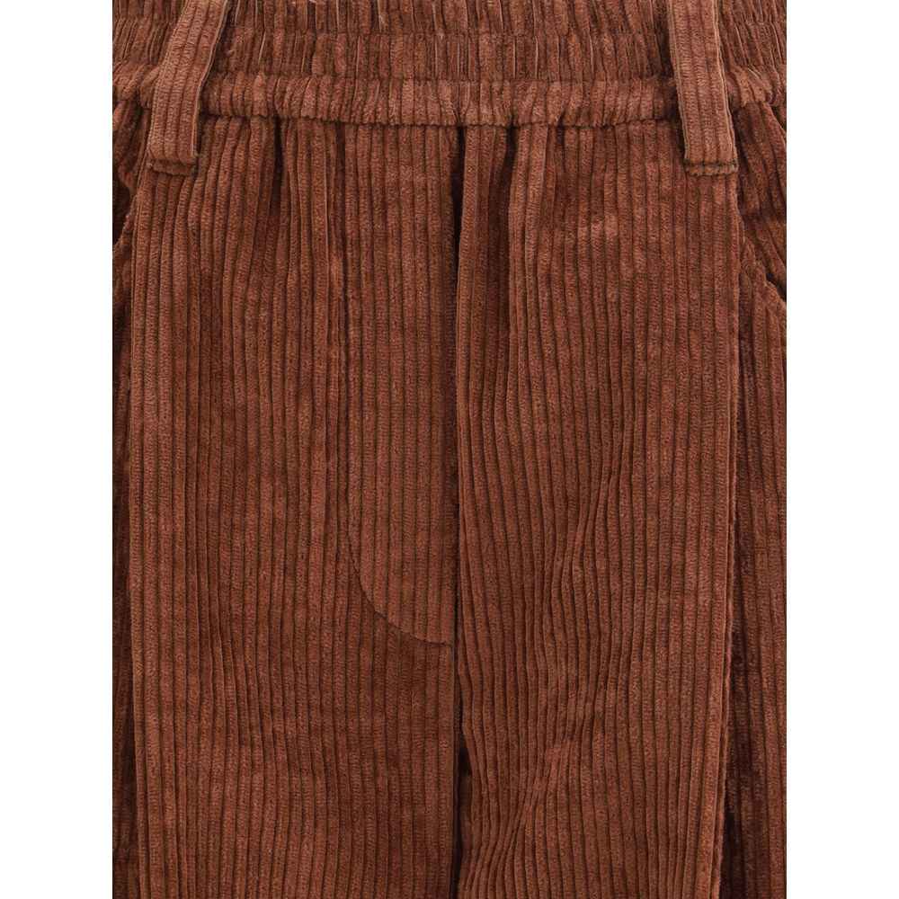 Brunello Cucinelli Fluwelen Broek Katoen Elegante Model